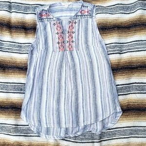 BeachLunchLounge Collection Jayden Embroidered Linen Top Size Medium